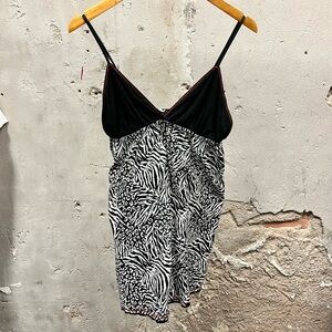 Josie Vintage Y2K Black Leopard Print Babydoll Tank Top Large L Whimsigoth Mall